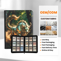 Classeur de cartes à collectionner en cuir PU avec impression UV feuille d'or Flamme Verte, personnalisé, 9 emplacements, 20 pages, 360 pochettes, OEM