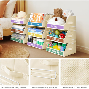 5-Tier có thể gập lại vải <span class=keywords><strong>Closet</strong></span> lưu trữ ngăn kéo trẻ em 'hàng tuần quần áo Organizer Stackable cho tủ quần áo không gian - Product Image 5