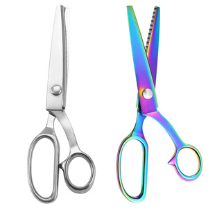 All Steel Lace Scissors Stainless Steel V Shaped Tailor Shears Silver Titanium Plating - Product Image 1