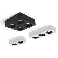 Plafonnier LED Dimmable Carré Noir Moderne de Luxe 220V pour Maison, Spot COB à Montage en Surface