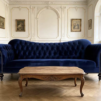 Vente directe d'usine, canapé en tissu velours vert vintage de style français avec clous, canapé de style américain pour villa, personnalisable