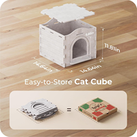 Lit pour chat portable en feutre non tissé carré robuste, grotte fermée pour animaux de compagnie, résistant aux griffures, dôme pour chaton, coussin chaud, pour chats jusqu'à 10 kg, rembourrage en coton