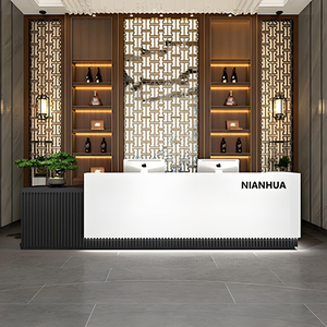 Stone Like <b>Reception</b> Desk Fiberglass Front <b>Counter</b> Bar Cafe Hotel Lobby Beauty Salon <b>Reception</b> Customized - Product Image 5
