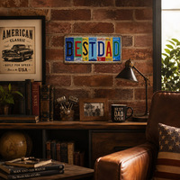 Letrero Metálico Vintage con la Frase 'Mejor Papá', Letrero de Metal Rústico y Divertido, Decoración de Pared de Garaje Estilo Antiguo