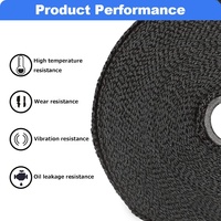 Ruban chauffant d'échappement noir 2in x 16.4ft ruban de protection thermique en fibre de verre pour moto avec attaches en acier inoxydable