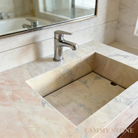 Lavabo rectangulaire en marbre Rosa Portugallo naturel Cammy Stone, finition polie, pour salle de bain, meuble-lavabo, hôpital, salle à manger