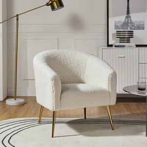 Wohnzimmer Modern Einzelsessel Nordischer Fass-Akzentsessel mit Goldenen Metallbeinen - Product Image 1