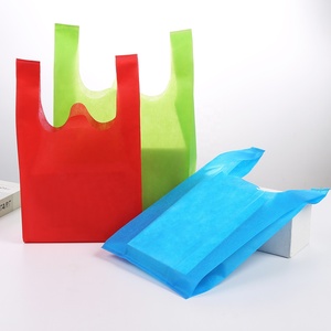 Toptan 30*50*14cm geri dönüştürülebilir dokunmamış yelek giysi için saplı çanta meyve sebze bakkaliye hediye ambalaj kullanımlık - Product Image 6