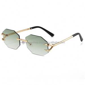 Gafas de Sol de Lujo para Mujer, Montura Metálica con Corte de Diamante, Sin Aro, Protección UV400 de Alta Calidad 2022 - Product Image 4