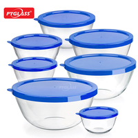 Pyglass Offre Spéciale – Ensemble de 7 Bols à Salade en Verre, Bols Mélangeurs Empilables Polyvalents pour Cuisine et Fêtes