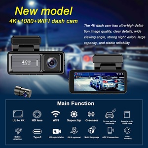 4K WiFi GPS搭載 デュアルレンズ 前後カメラ 車載カメラ アプリ制御 ナイトビジョン GPSログ トラッキング タイムラプス機能付き - Product Image 4