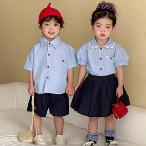 Set di Abbigliamento Estivo 2026 per Bambini in Stile Preppy, Coordinato Fratello e Sorella, <span class=keywords><strong>2</strong></span> Pezzi, Vendita all'Ingrosso - Product Image 1