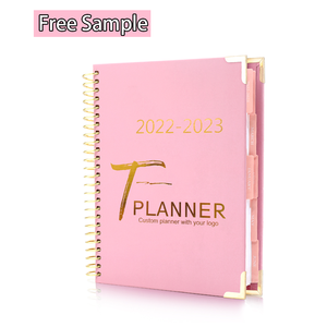 Free Sample Custom Gold Spiral 2022-2023 A4 A5 Weekly Daily Planner Notebook Printing