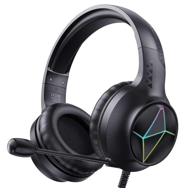 Bass Surround Gaming Headset with Flexible Mic 3.5mm Wired Adjustable Over-Ear Headphones for Laptop PC Smartphones