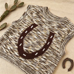 <strong>Women</strong> Western Horseshoe Jacquard Knit Sleeveless <strong>Vest</strong> Shirts Crew Neck Tank <strong>Top</strong> Cowgirl Casual Layering Waistcoat for US <strong>UK</strong> AU - Product Image 5