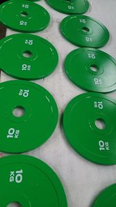 Pasokan pabrik kualitas tinggi 2.5/5/10/15/20/25kg kebugaran Gym berwarna dikalibrasi kompetisi angkat berat pelat baja - Product Image 4