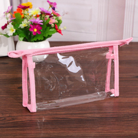 Pochette de maquillage transparente personnalisée avec logo, sac à fermeture éclair en PVC transparent