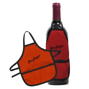 distinctive wine bottle apron of 7.5 oz. easy-care poly/cotton twill with contrast trim
