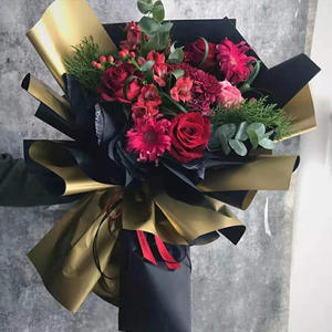 Dual-Color Flower Bouquet <strong>Wrapping</strong> <strong>Paper</strong>, Waterproof Gold European Craft <strong>Paper</strong> , Gilded Flower Packaging <strong>Paper</strong> Materials - Product Image 2