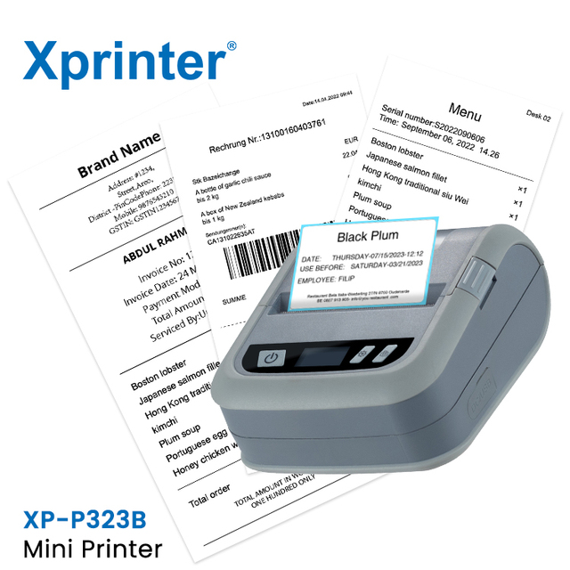 Xprinter XP-P323B Portable Printer Handheld  Mini Label Printer With LED Screen Bluetooth Wireless Inkless Printer