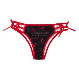 Nuevo diseño de punto para todos los días transpirable cómodo de tiro bajo lindo Color sólido Estampado de cereza cinta fina Lazo Rojo bragas de mujer - Product Image 6