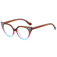 Nouvelles lunettes de lecture classiques transparentes anti-lumière bleue unisexes décorées de diamants, lunettes d'ordinateur œil de chat, grandes lunettes