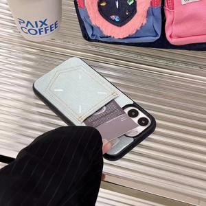 Luxe Denim Tissu Titulaire De La Carte Portefeuille Téléphone étui pour iphone 13 14 15 16 17 <span class=keywords><strong>Pro</strong></span> Max 17 Air Mode Couverture de Téléphone pour Hommes et Femmes - Product Image 6