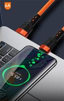 Cable trenzado de nailon de carga rápida 6A para Apple Micro tipo C, nuevo estilo, naranja, azul, blanco y negro