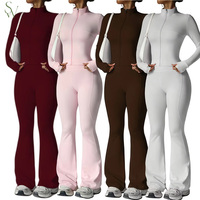 Ensemble de yoga et de fitness pour femmes : Leggings push-up à manches longues avec fermeture éclair, tenue de sport nude pour l'entraînement et la course