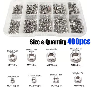Stainless Steel Hex <b>Nut</b> Set M2 M10 Metric 400Pcs A2 70 CNC Machined External Hex <b>Nuts</b> Boxed - Product Image 3