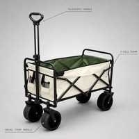 Chariot de camping pliable, chariot utilitaire portable pour l'extérieur, roues tout-terrain pour le camping en plein air, la plage, les pique-niques, les courses