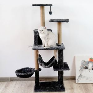 Árbol para Gatos Moderno de Alta Calidad, Casa Tipo Torre, Estructura de Cactus Grande de Madera con Cuerda de Cáñamo, Sisal y Peluche, Muebles para Gatos - Product Image 6