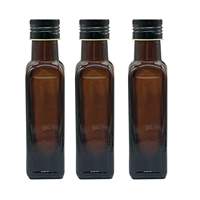 Bouteilles carrées en verre ambré foncé de 100ml Récipient vide pour huile d'olive de cuisson Marasca avec bouchon à vis