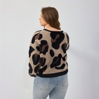 Maßgefertigter Damen-Strickpullover mit Laternenärmeln Luxuriöser Flauschiger Leoparden-Strick Flatternde Passform Vintage Herbst 2026 Pullover
