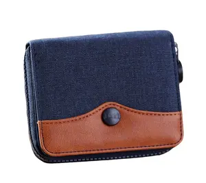 Veevan design retro minimalist deep blue canvas style mens wallet for any occasion