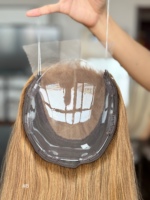 SHY Mini Hair Topper Wig 100% Cheveux Humains Lace Front Nœuds Invisibles Doux Couleur Blonde Direction Naturelle Commande en Gros
