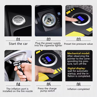 Gonfleur de pneus numérique DC 12V, compresseur d'air portable en plastique, 150 PSI, affichage LED, lumière d'urgence pour voitures, motos, vélos
