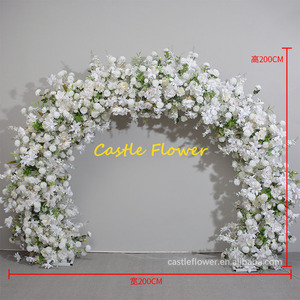 Dernière collection : Housse d'arche de mariage en U de haute qualité, blanche et verte, avec fleurs artificielles, toile de fond florale pour la décoration d'événements de mariage - Product Image 2