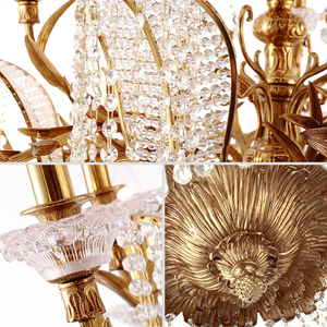 Nuevo clásico francés de lujo de latón hojas brazos decoración K9 cristal candelabro de cuentas iluminación de cristal - Product Image 6