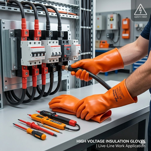 Guanti Dielettrici Professionali di Classe 2 20KV Resistenti allo Strappo per Lavori Elettrici in Edilizia e Miniere - Product Image 2