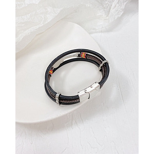 <span class=keywords><strong>Bracelet</strong></span> en cuir synthétique tressé multi-couches à la mode pour homme en acier inoxydable 316L, pour une utilisation quotidienne - Product Image 5