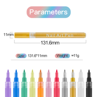 Ensemble de stylos marqueurs et de stylos à dessin pour nail art, stylo gel graffiti avec outil de traçage de lignes pour la conception d'art sur les ongles, fournitures d'art