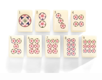 Tuiles de Mahjong en Acrylique Style Antique de Luxe - Motifs Classiques Durables de Personnages et de Flore, Base Blanc Crème avec Art Émaillé Coloré