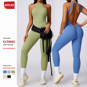 Tuta di un pezzo da <span class=keywords><strong>donna</strong></span> reggiseno Yoga senza maniche con pantaloni cavi che sollevano i pantaloni sportivi - Product Image 3