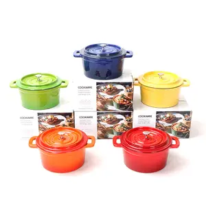 SJP005 कस्टम खाना पकाने रसोई वेयर स्मार्ट cookware दौर casseroles गैर छड़ी तामचीनी कच्चा लोहा मिनी डच ओवन