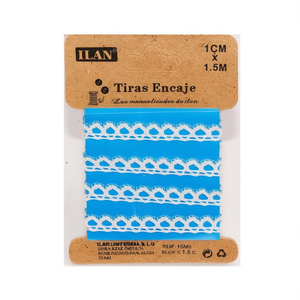 Cinghie in pizzo ILAN 1 cm x 1,5 m blu piscina per decorazioni e artigianato - Product Image 1