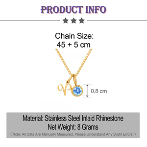 Collier pendentif HOTWAY classique en acier inoxydable plaqué or avec chaîne à maillons, 12 <span class=keywords><strong>signes</strong></span> <span class=keywords><strong>du</strong></span> <span class=keywords><strong>zodiaque</strong></span> pour femmes - Product Image 6