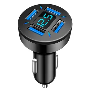 Cargador USB de 5V y 4,8a para mechero de coche, adaptador de cargador de teléfono móvil, voltímetro de pantalla Digital, carga rápida en coche, 4 USB