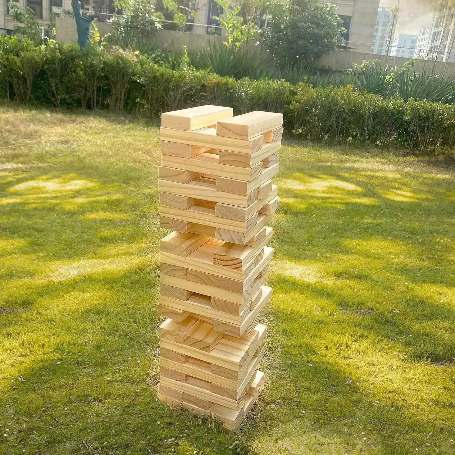 Permainan kayu pinus beech raksasa keseimbangan kayu susun permainan tumbling menara kayu kubus blok bangunan untuk pesta