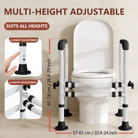 Barre d'appui WC à ventouse, réglable en largeur sans paliers, hauteur d'accoudoir à 4 niveaux, capacité 330 LBS, pour personnes âgées, handicapées, usage domestique